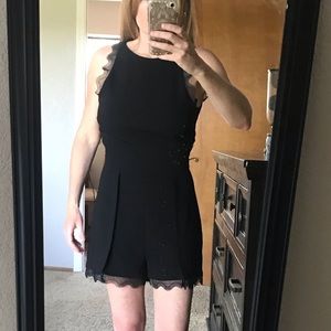 Black Lace Trimmed Romper